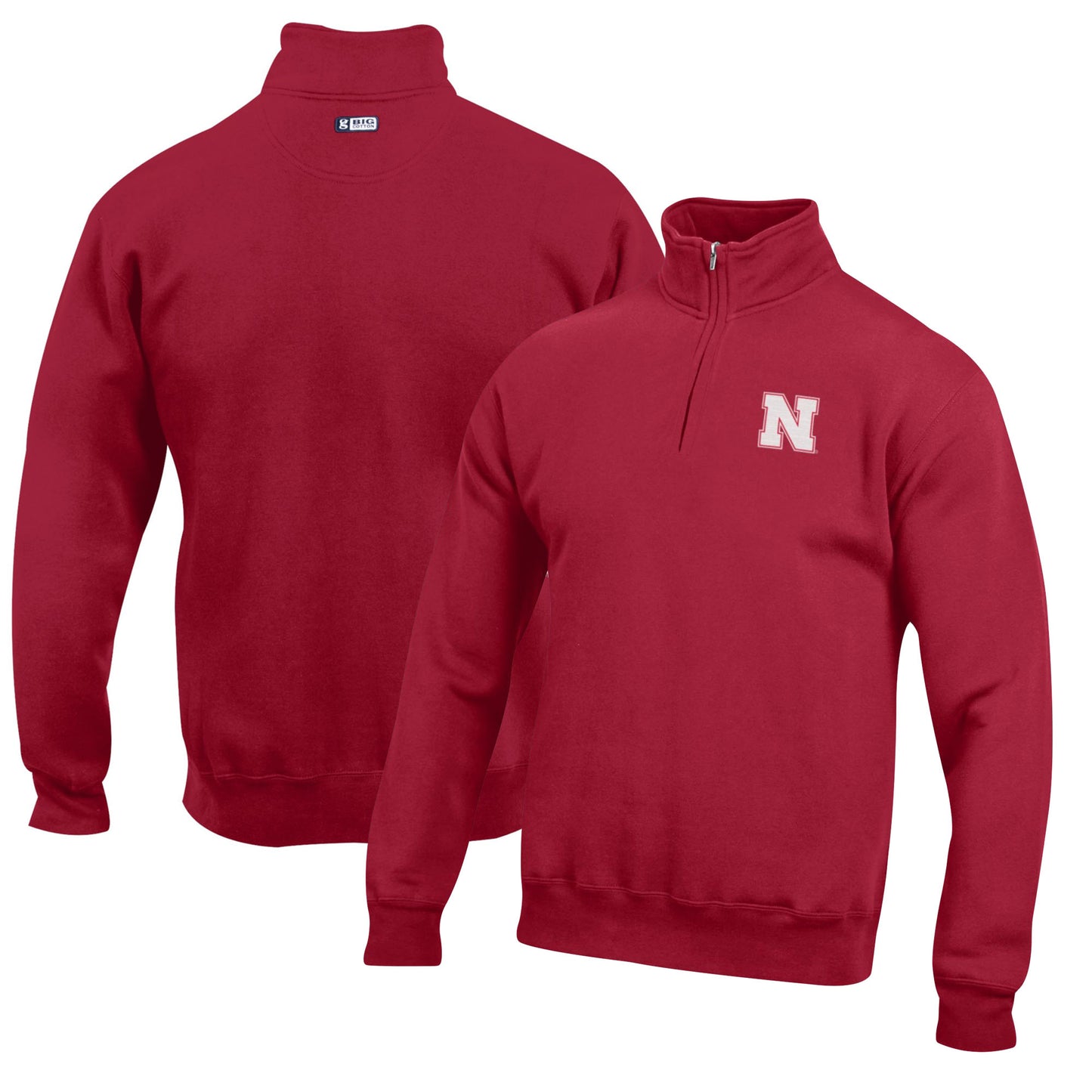 Men's Scarlet Nebraska Huskers Big Cotton Quarter-Zip Pullover Sweatshirt