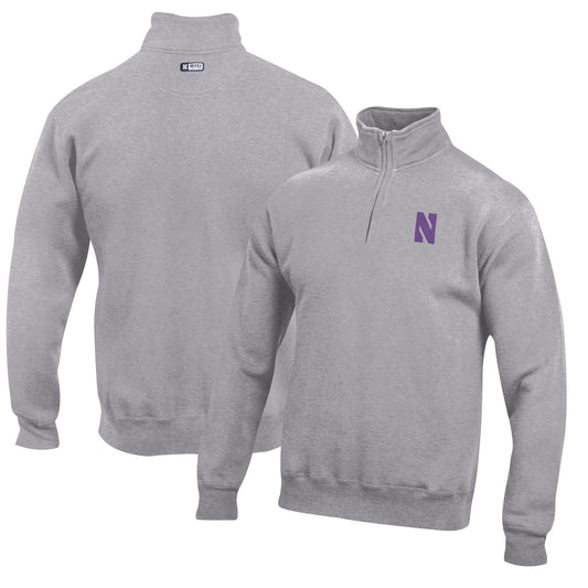 Men's Gray Northwestern Wildcats Big Cotton Quarter-Zip Pullover Sweatshirt