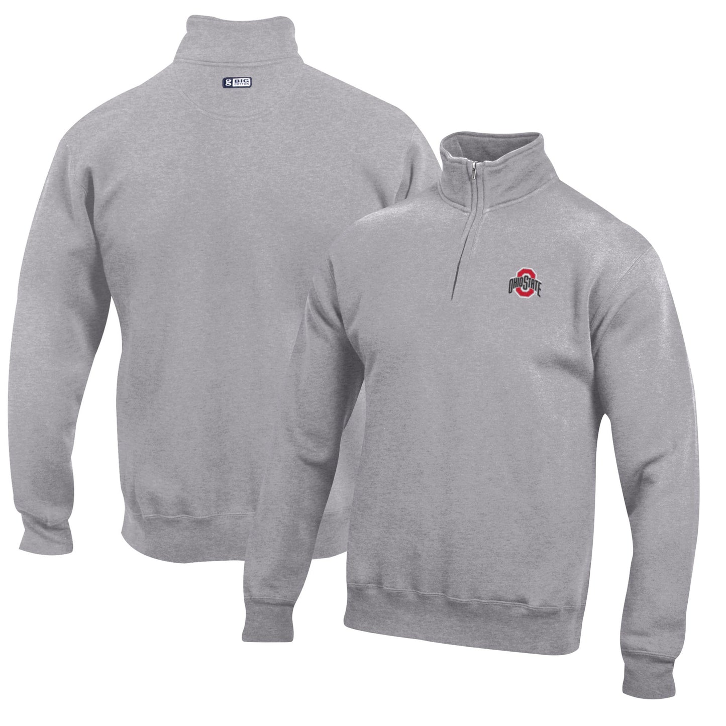 Men's Gray Ohio State Buckeyes Big Cotton Quarter-Zip Pullover Sweatshirt