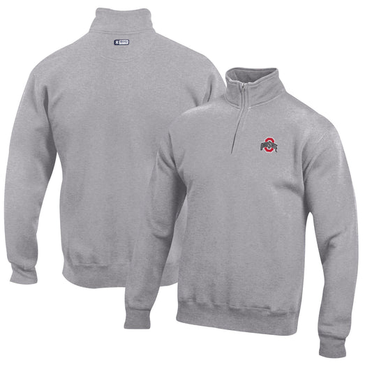 Men's Gray Ohio State Buckeyes Big Cotton Quarter-Zip Pullover Sweatshirt
