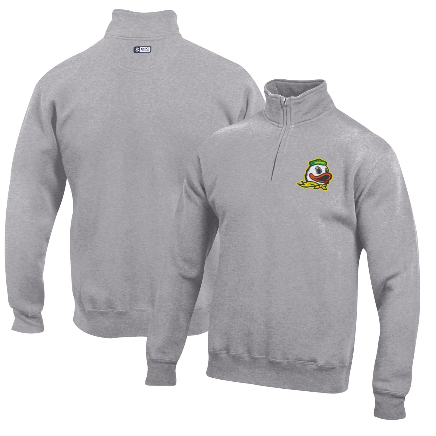 Men's Gray Oregon Ducks Big Cotton Quarter-Zip Pullover Sweatshirt