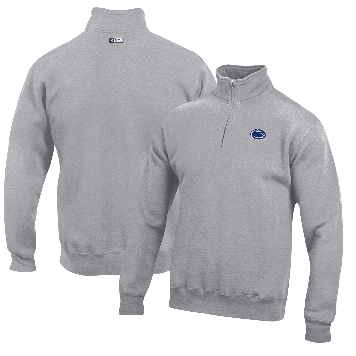 Men's Gray Penn State Nittany Lions Big Cotton Quarter-Zip Pullover Sweatshirt