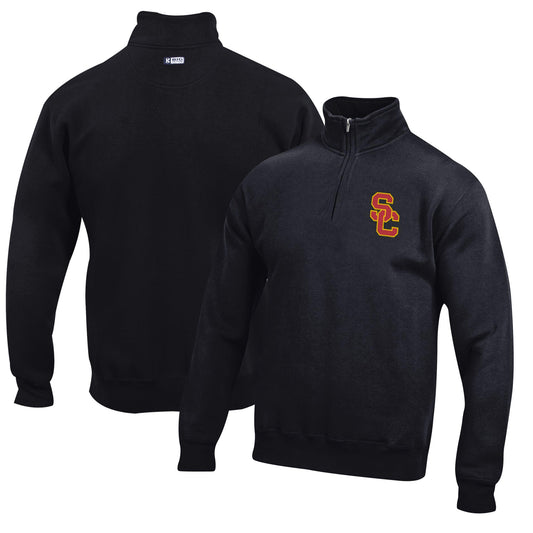 Men's Black USC Trojans Big Cotton Quarter-Zip Pullover Sweatshirt