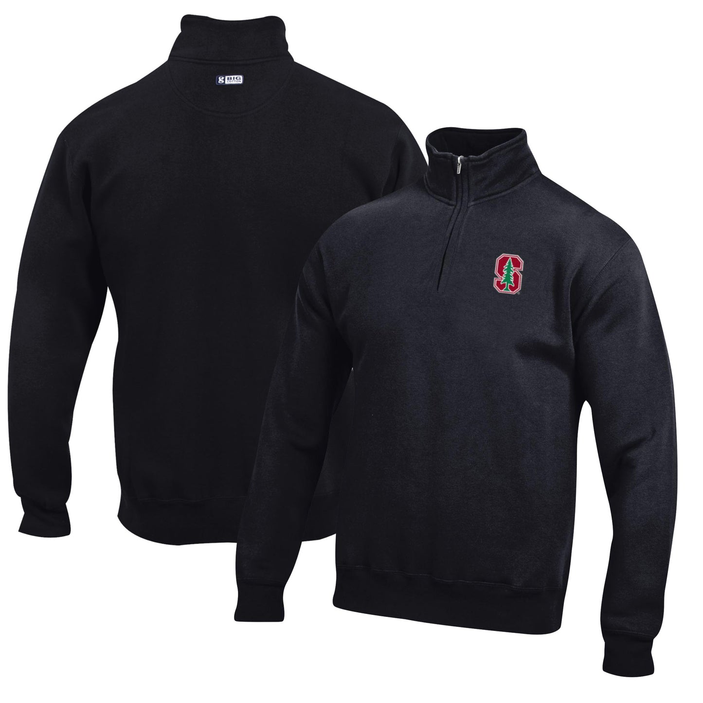 Men's Black Stanford Cardinal Big Cotton Quarter-Zip Pullover Sweatshirt