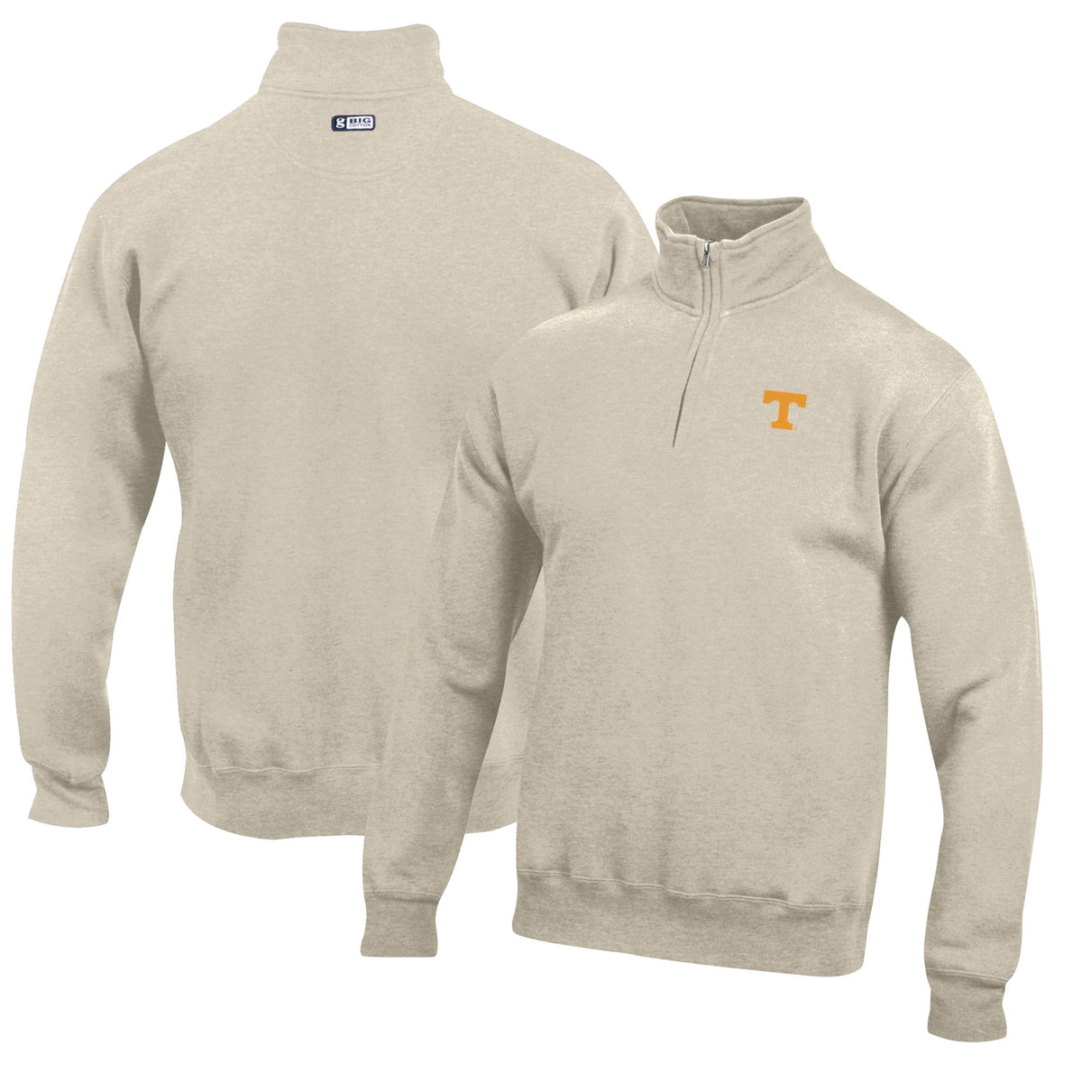 Men's Oatmeal Tennessee Volunteers Big Cotton Quarter-Zip Pullover Sweatshirt