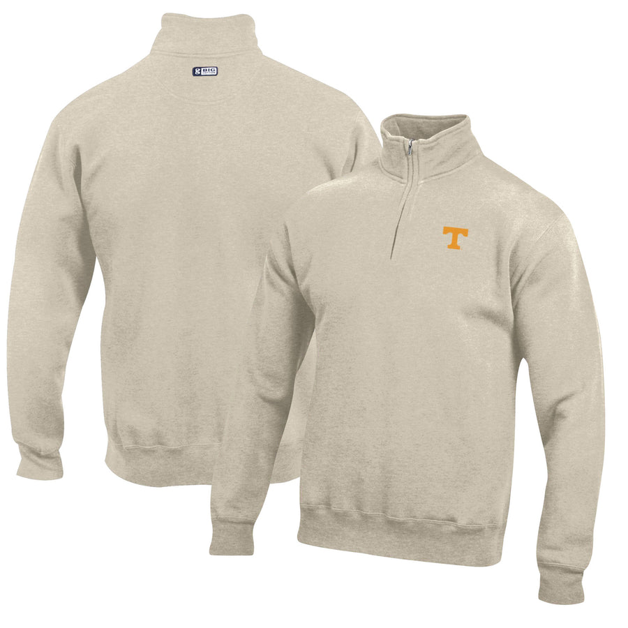 Men's Oatmeal Tennessee Volunteers Big Cotton Quarter-Zip Pullover Sweatshirt