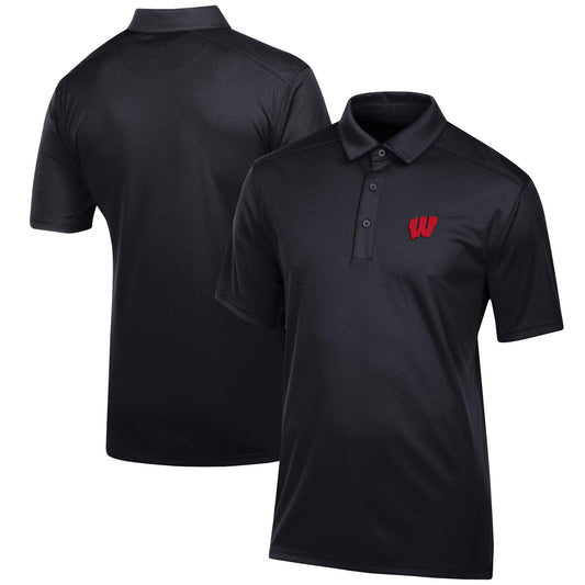 Men's Black Wisconsin Badgers Classic Jacquard Polo