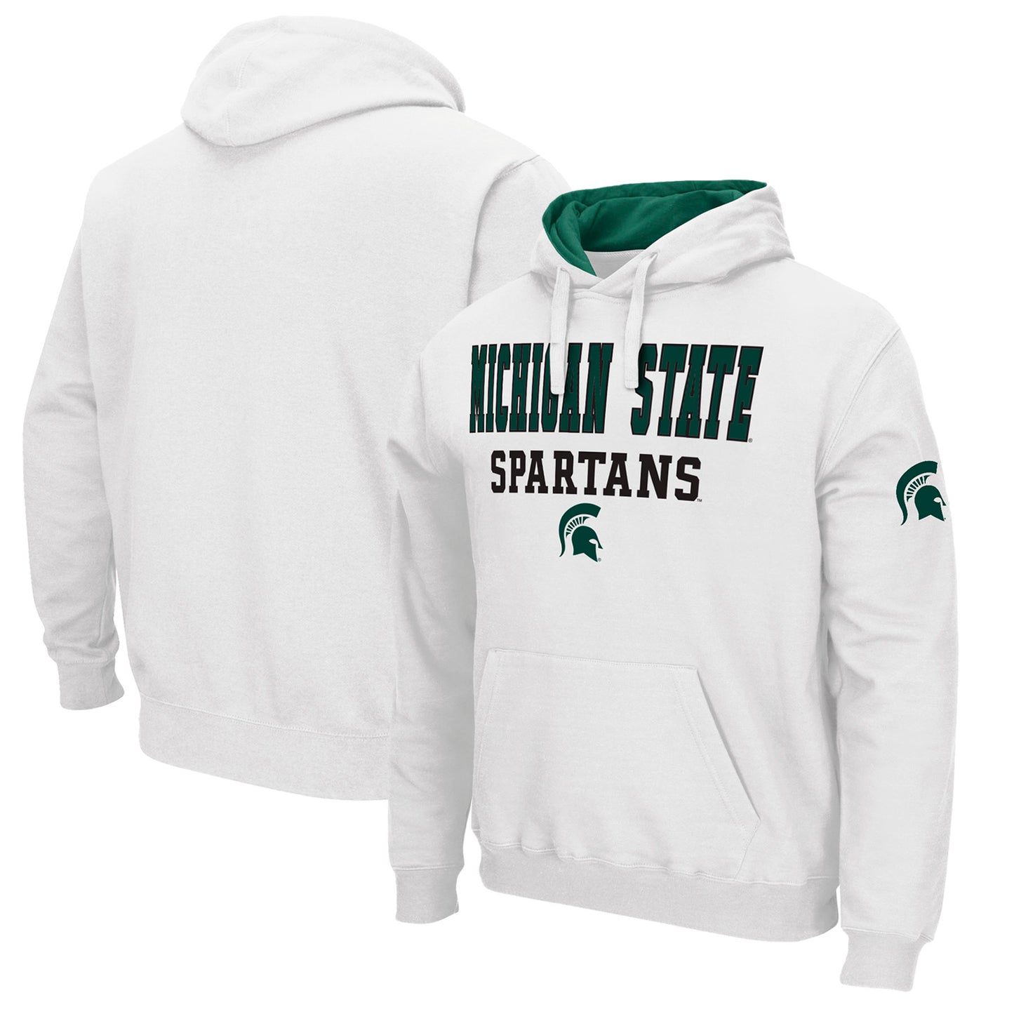 Men's Colosseum White Michigan State Spartans Sunrise Pullover Hoodie