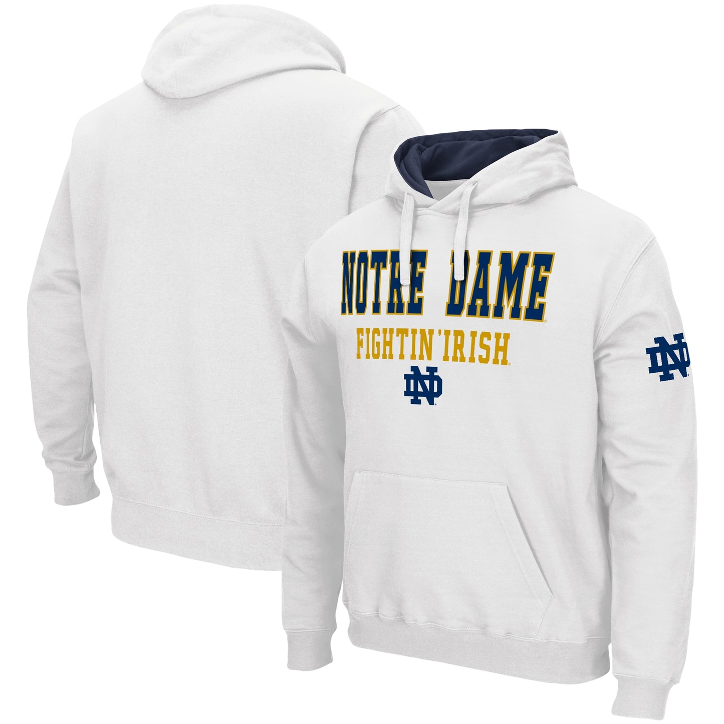 Men's Colosseum White Notre Dame Fighting Irish Sunrise Pullover Hoodie