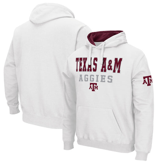 Men's Colosseum White Texas A&M Aggies Sunrise Pullover Hoodie