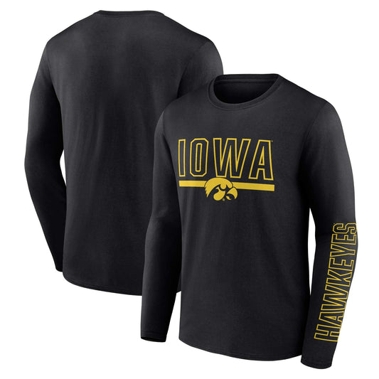 Men's Profile Black Iowa Hawkeyes Big & Tall Two-Hit Graphic Long Sleeve T-Shirt