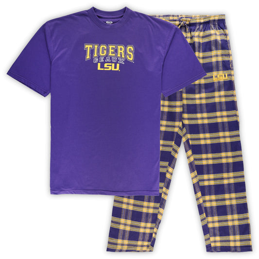 Men's Profile Purple LSU Tigers Big & Tall 2-Pack T-Shirt & Flannel Pants Set