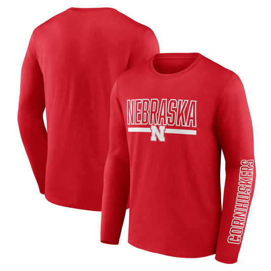 Men's Profile Scarlet Nebraska Huskers Big & Tall Two-Hit Graphic Long Sleeve T-Shirt