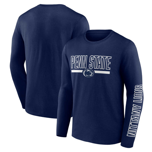 Men's Profile Navy Penn State Nittany Lions Big & Tall Two-Hit Graphic Long Sleeve T-Shirt