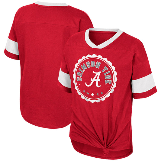 Girls Youth Colosseum Crimson Alabama Crimson Tide Tomika Tie-Front V-Neck T-Shirt