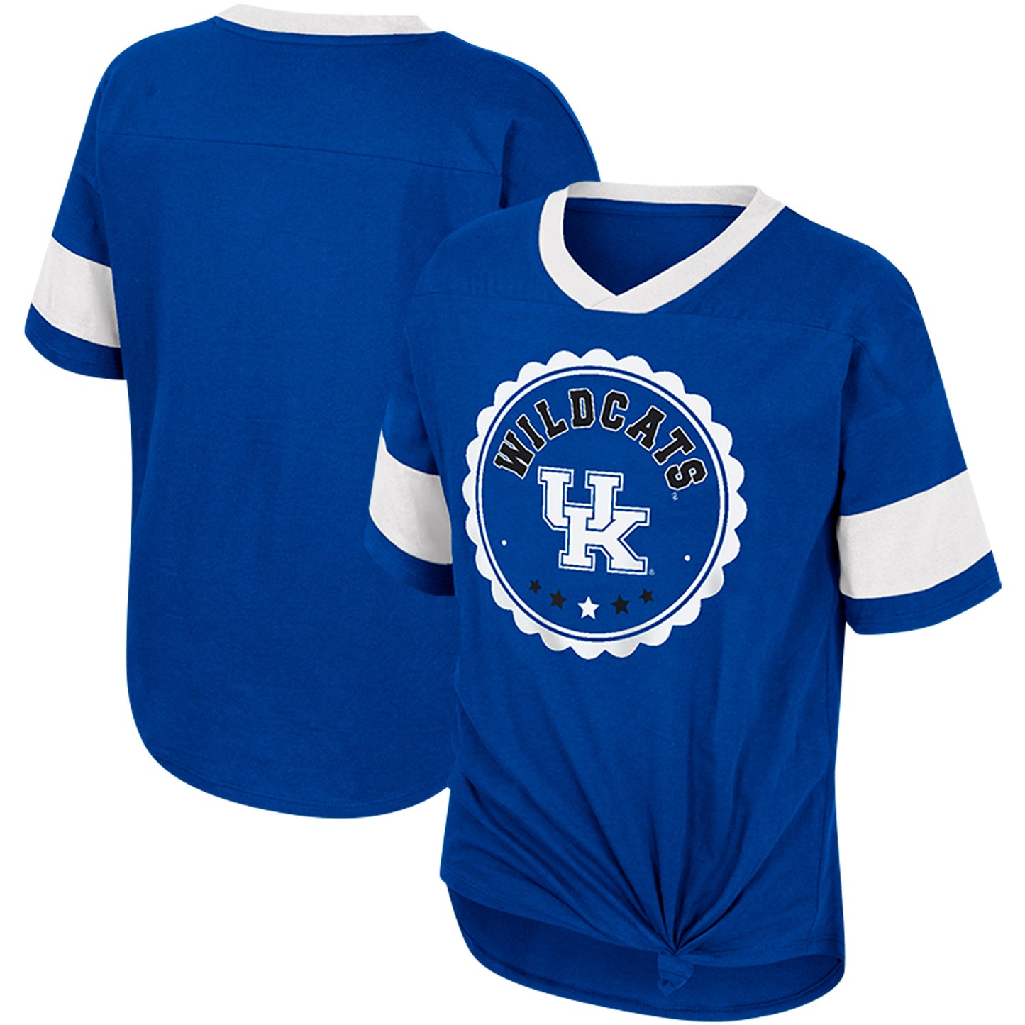 Girls Youth Colosseum Royal Kentucky Wildcats Tomika Tie-Front V-Neck T-Shirt