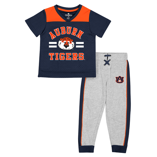 Toddler Colosseum Navy/Heather Gray Auburn Tigers Ka-Boot-It Jersey & Pants Set