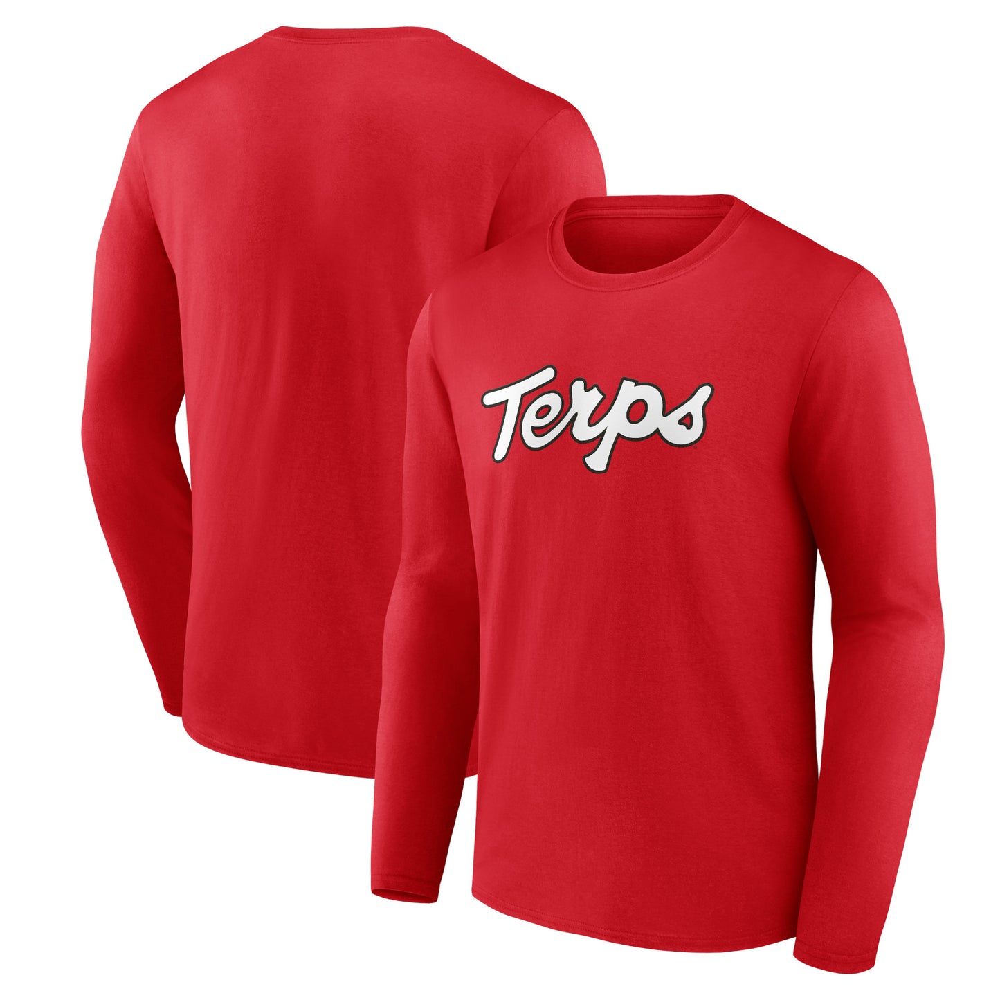 Men's  Red Maryland Terrapins Script Long Sleeve T-Shirt