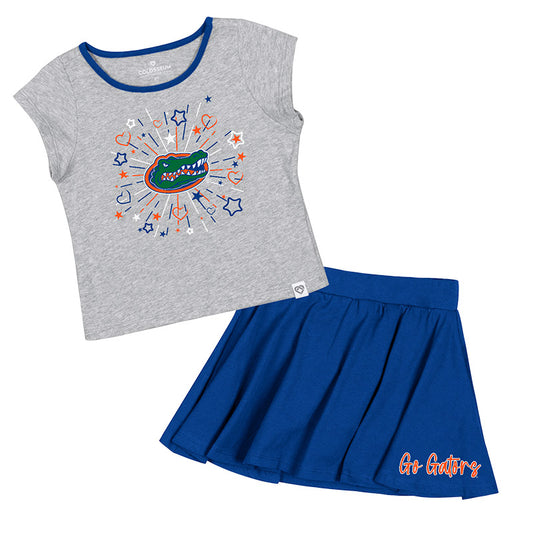 Girls Toddler Colosseum Heather Gray/Royal Florida Gators Two-Piece Minds For Molding T-Shirt & Skirt Set