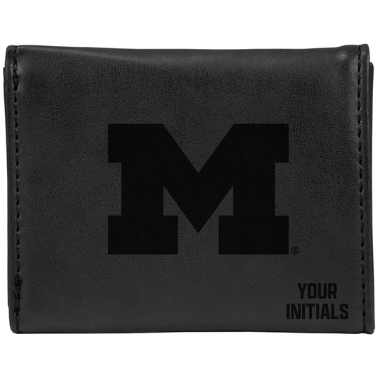 Black Michigan Wolverines Personalized Trifold Wallet