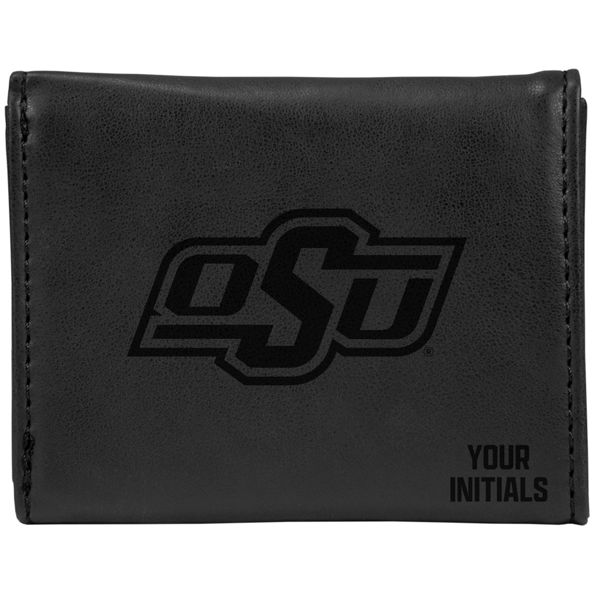 Black Oklahoma State Cowboys Personalized Trifold Wallet