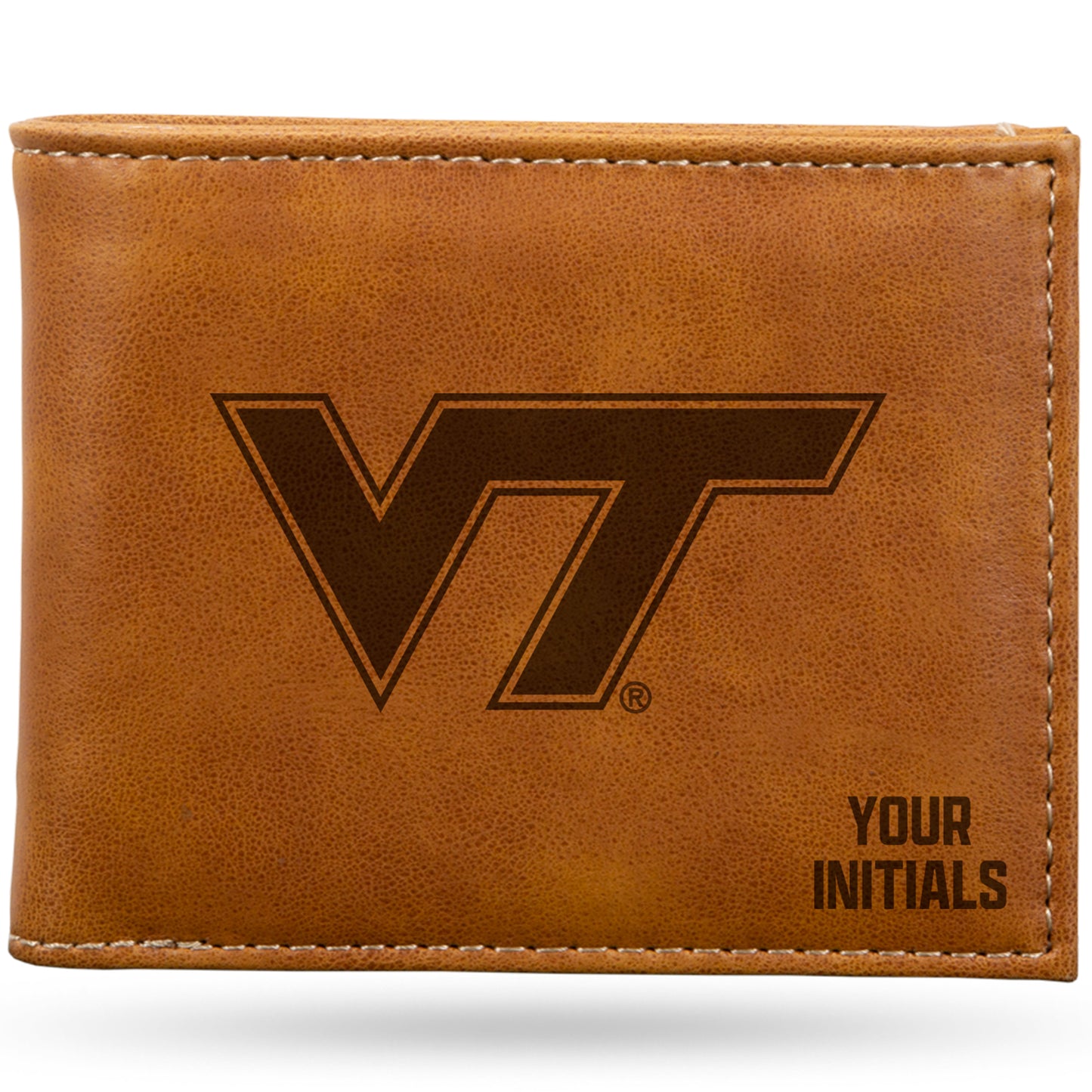 Brown Virginia Tech Hokies Personalized Billfold Wallet