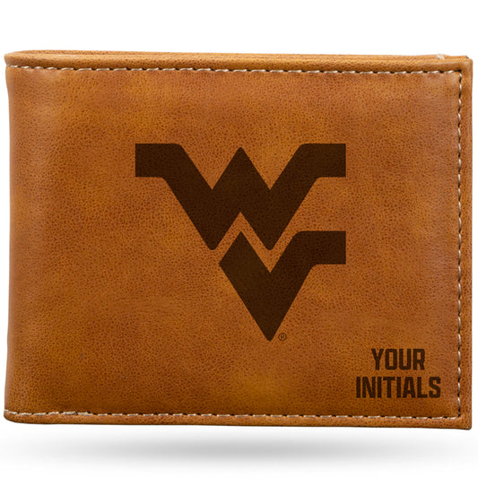 Brown West Virginia Mountaineers Personalized Billfold Wallet