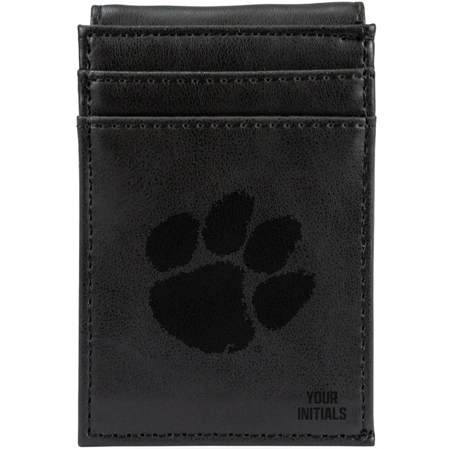 Black Clemson Tigers Personalized Front Pocket Wallet