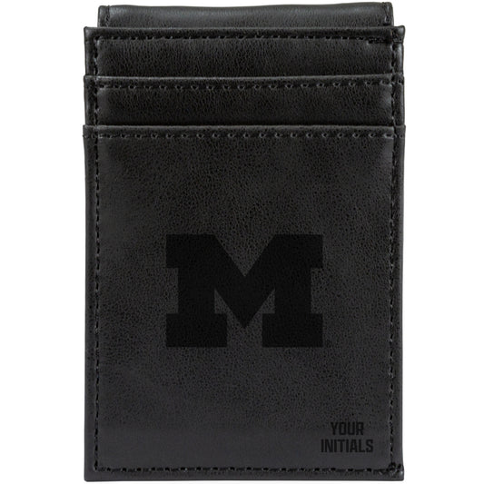 Black Michigan Wolverines Personalized Front Pocket Wallet