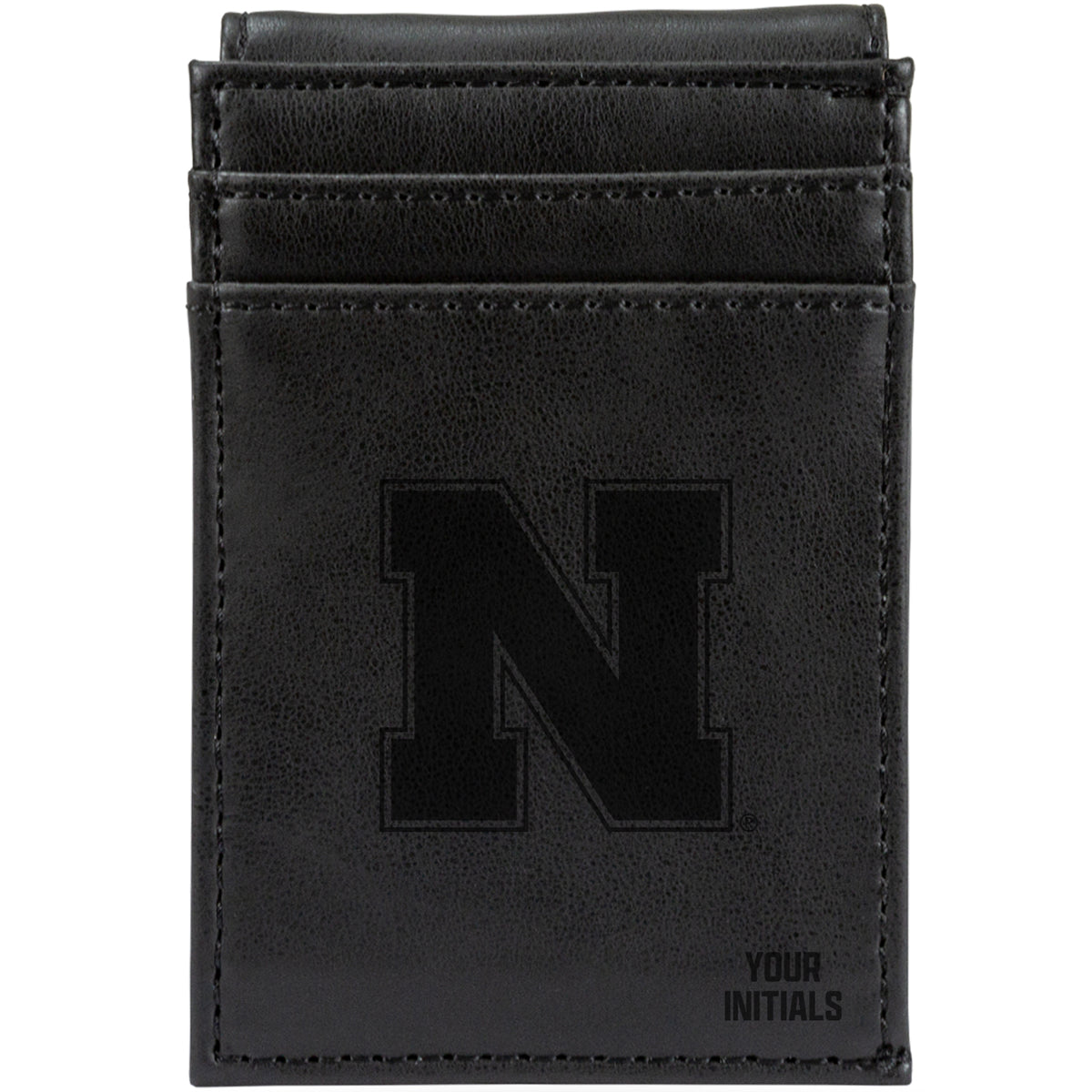 Black Nebraska Huskers Personalized Front Pocket Wallet