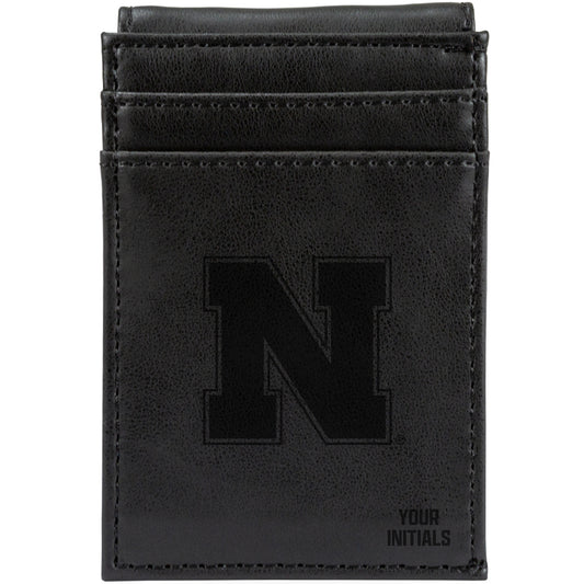 Black Nebraska Huskers Personalized Front Pocket Wallet