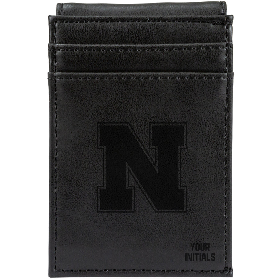 Black Nebraska Huskers Personalized Front Pocket Wallet