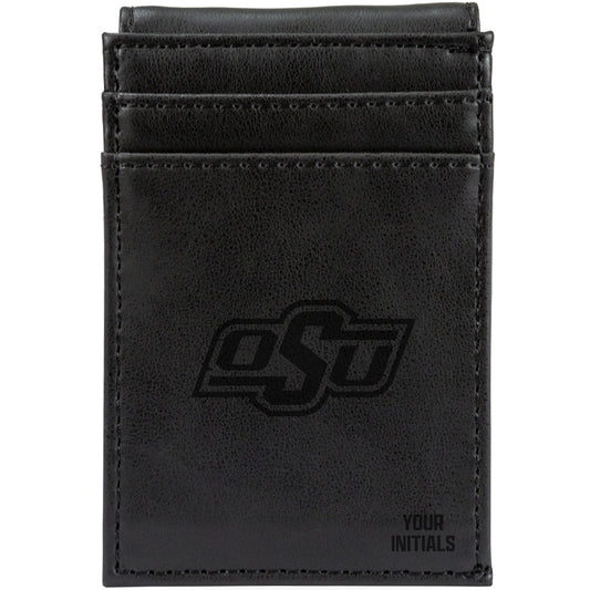 Black Oklahoma State Cowboys Personalized Front Pocket Wallet