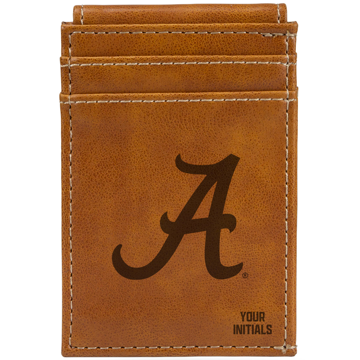 Brown Alabama Crimson Tide Personalized Front Pocket Wallet