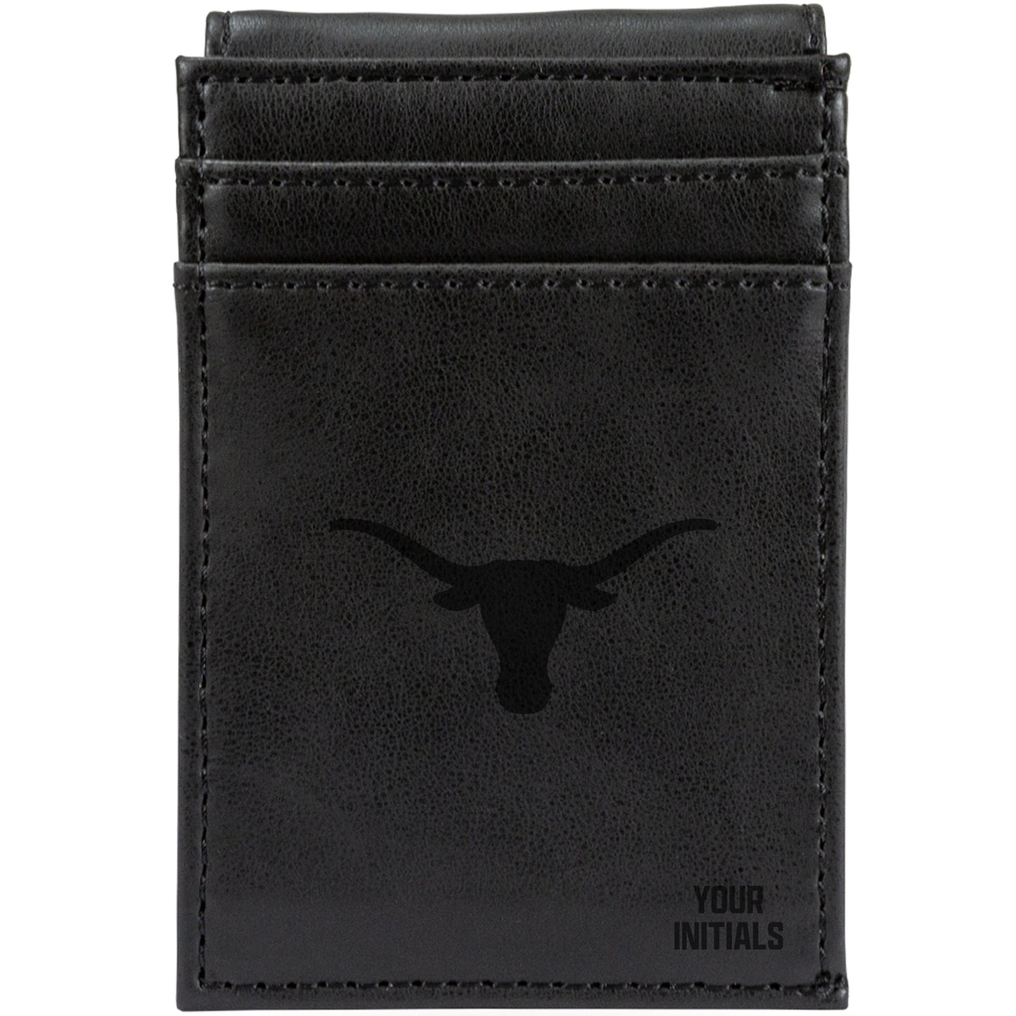 Black Texas Longhorns Personalized Front Pocket Wallet