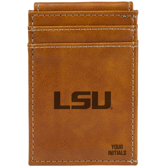 Brown LSU Tigers Personalized Front Pocket Wallet
