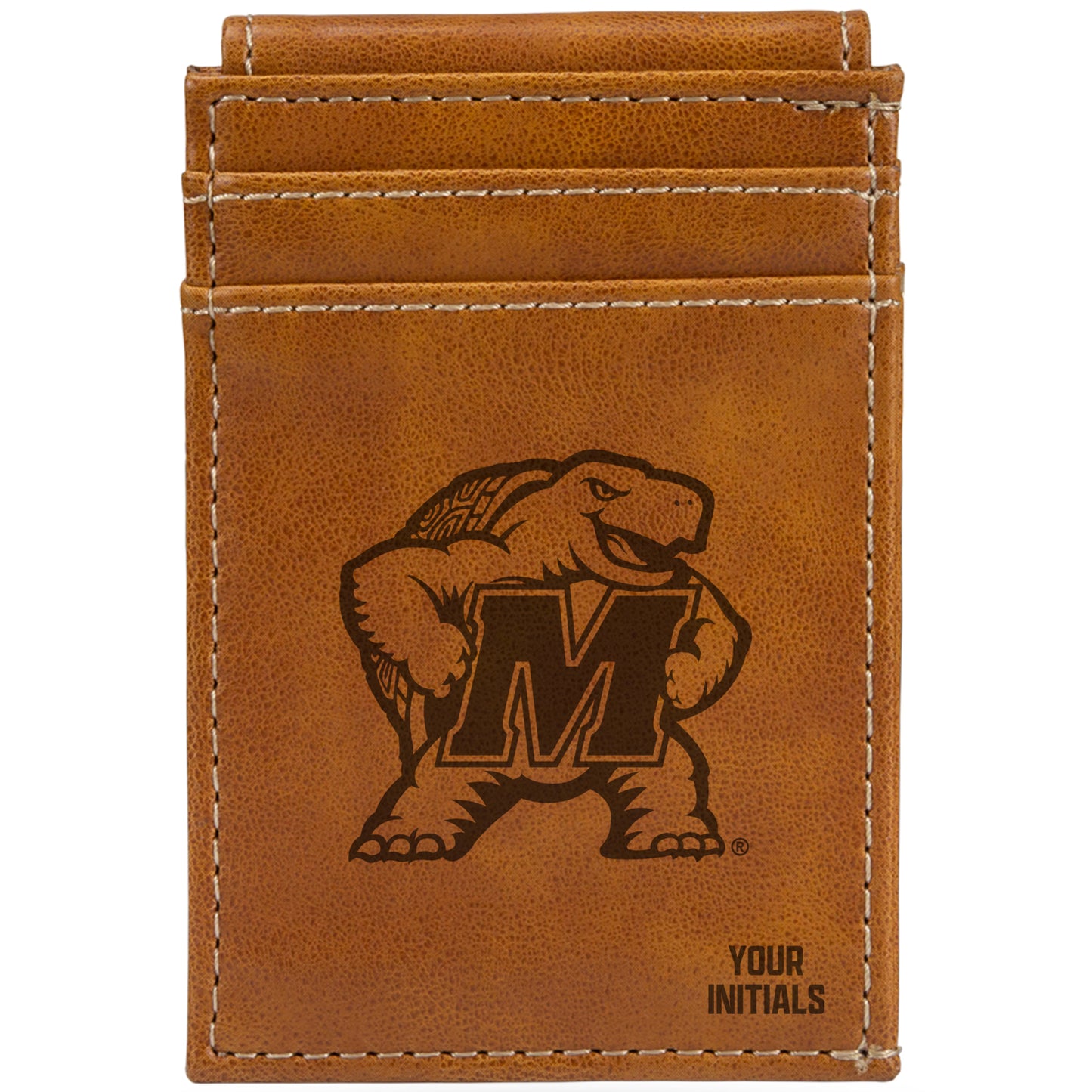 Brown Maryland Terrapins Personalized Front Pocket Wallet