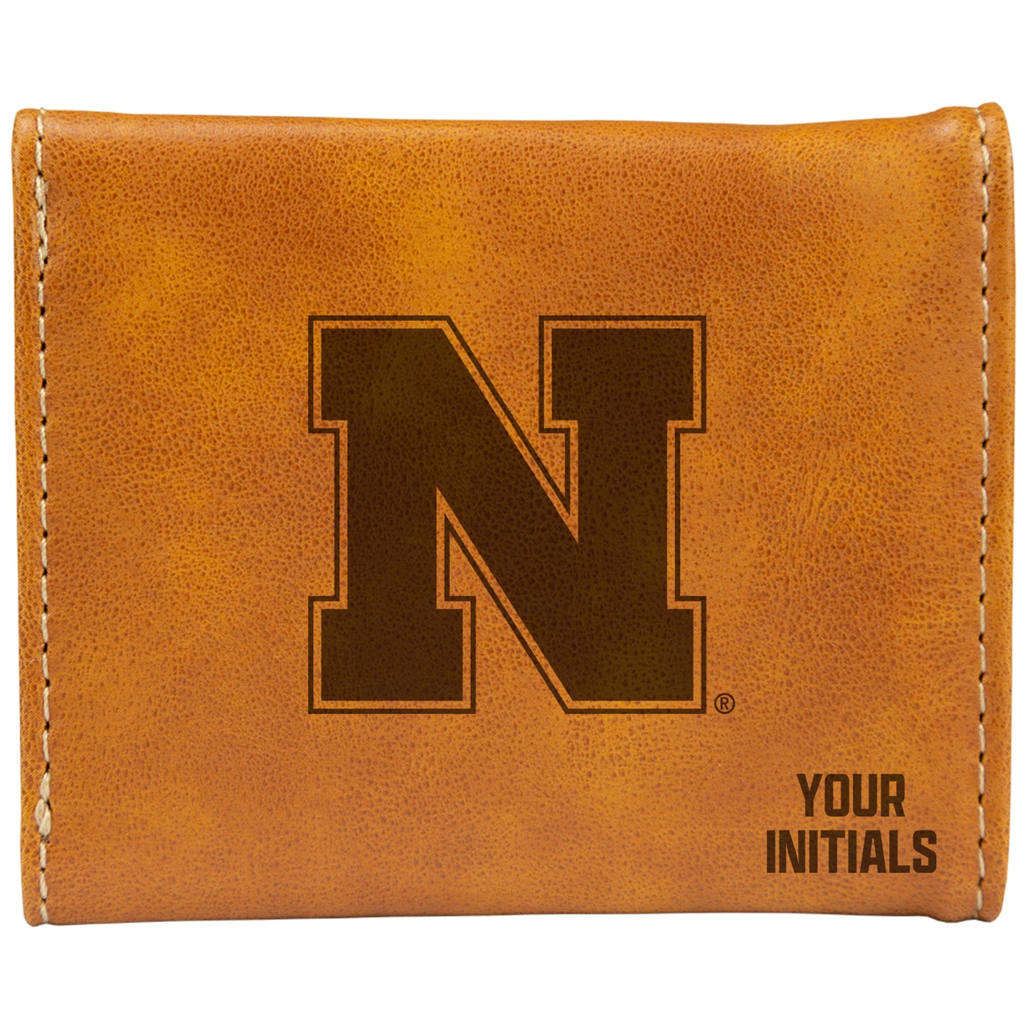 Brown Nebraska Huskers Personalized Trifold Wallet