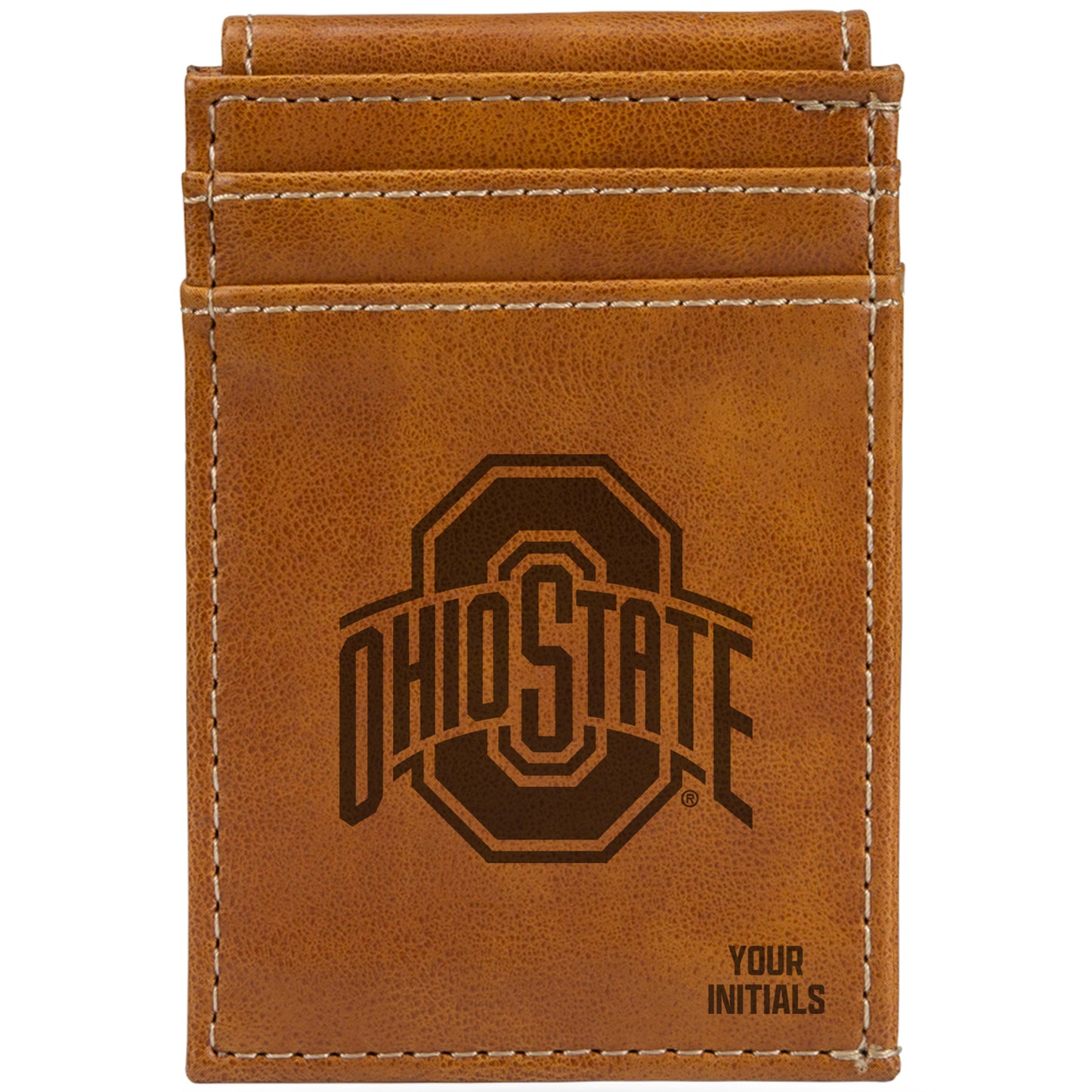 Brown Ohio State Buckeyes Personalized Front Pocket Wallet