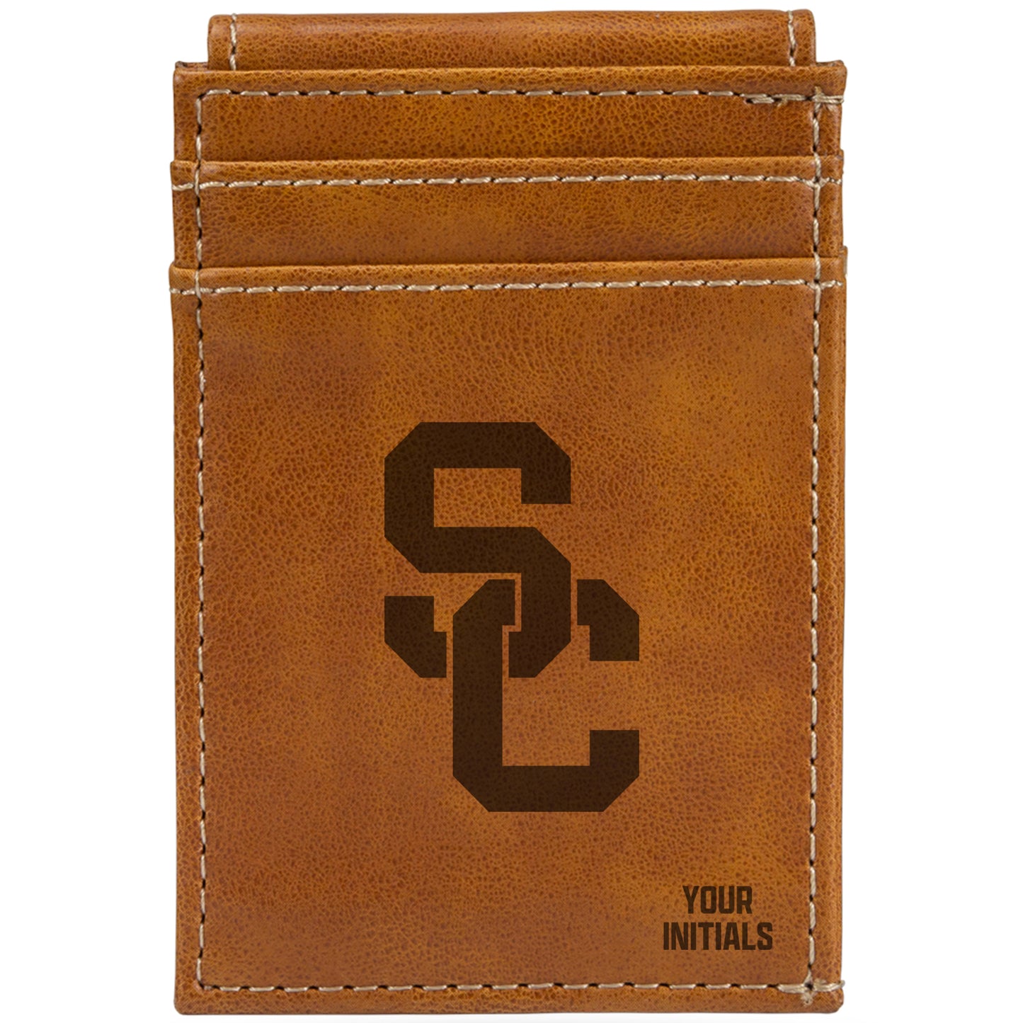 Brown USC Trojans Personalized Front Pocket Wallet