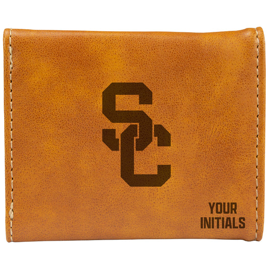 Brown USC Trojans Personalized Trifold Wallet