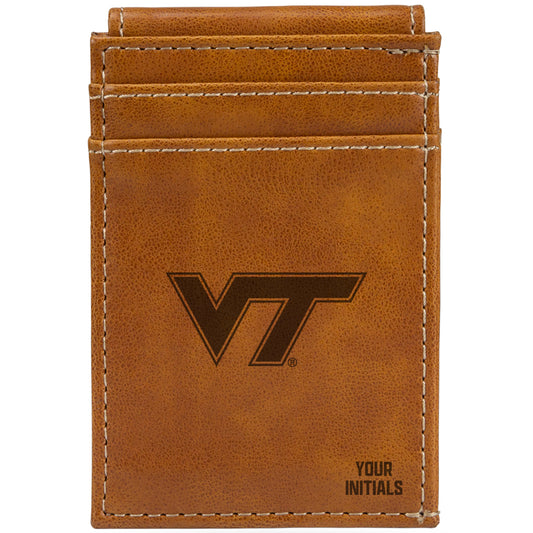 Brown Virginia Tech Hokies Personalized Front Pocket Wallet