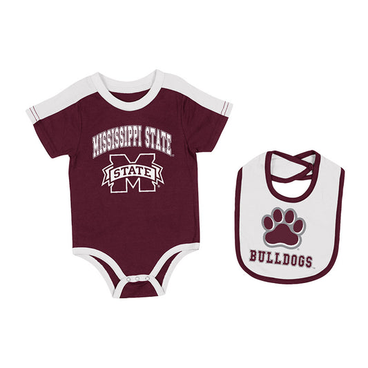 Newborn & Infant Colosseum Maroon Mississippi State Bulldogs Encore Bodysuit & Bib Set