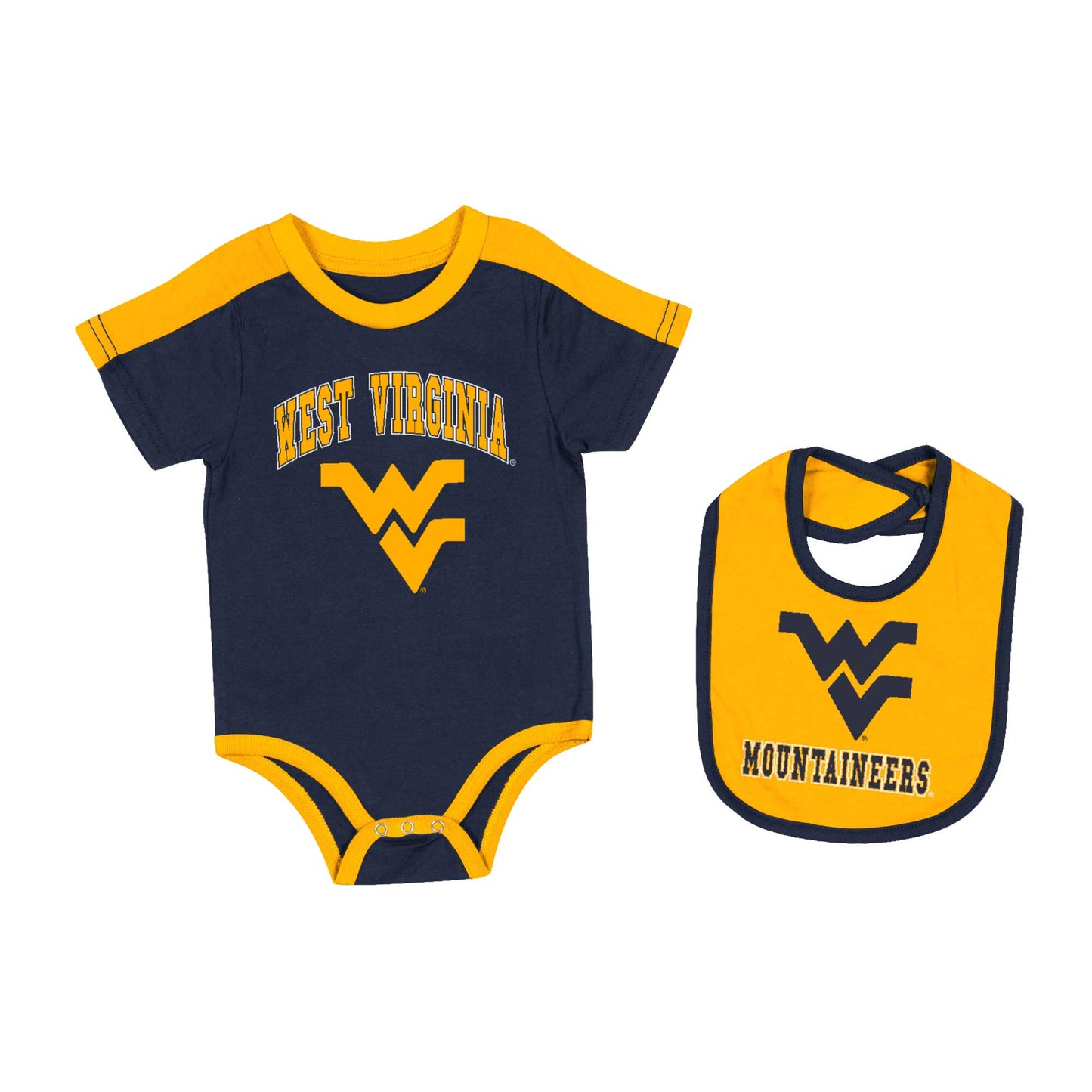 Newborn & Infant Colosseum Navy West Virginia Mountaineers Encore Bodysuit & Bib Set