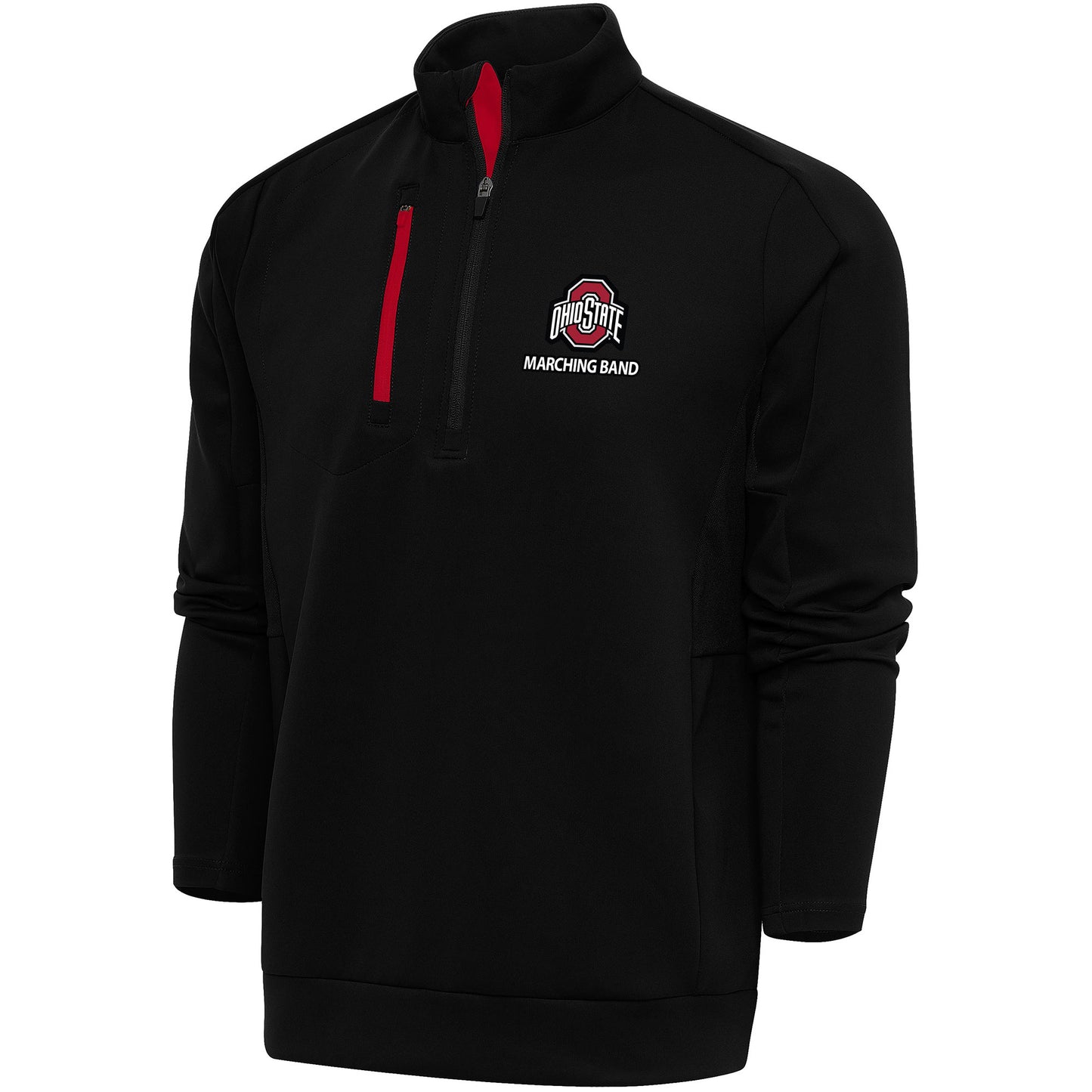 Men's Antigua  Black Ohio State Buckeyes Marching Band Generation Half-Zip Pullover Top