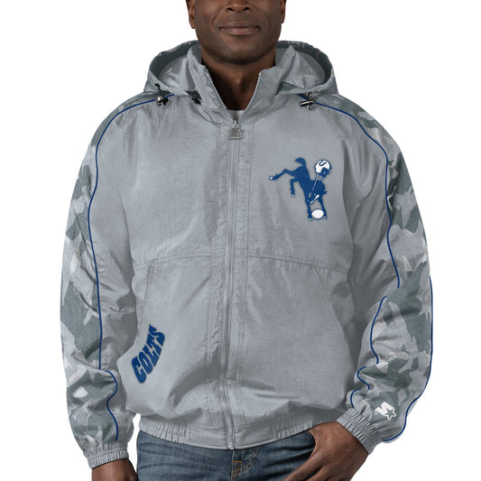 Men's Starter Gray Indianapolis Colts Thursday Night Gridiron Throwback Full-Zip Jacket