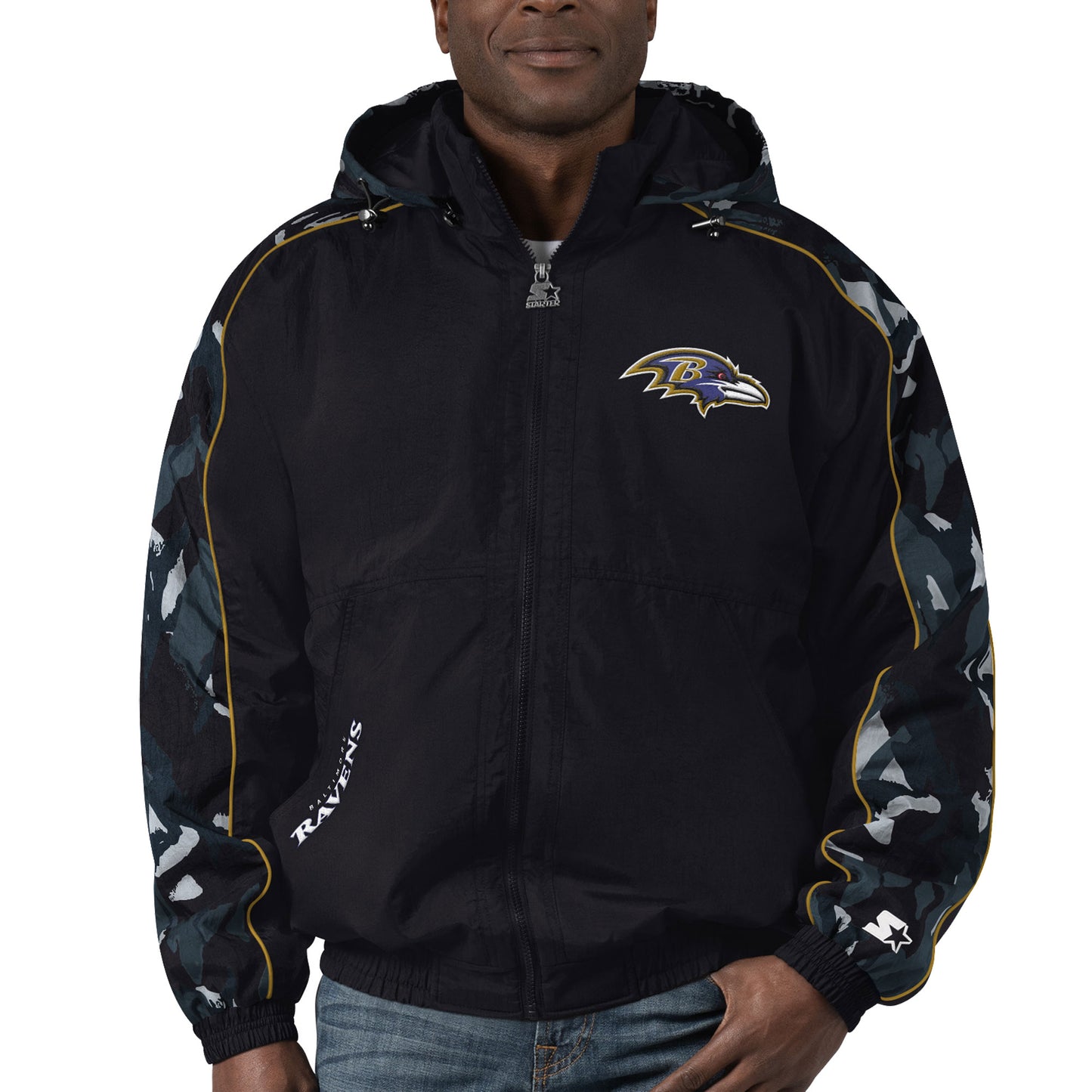 Men's Starter Black Baltimore Ravens Thursday Night Gridiron Full-Zip Hoodie