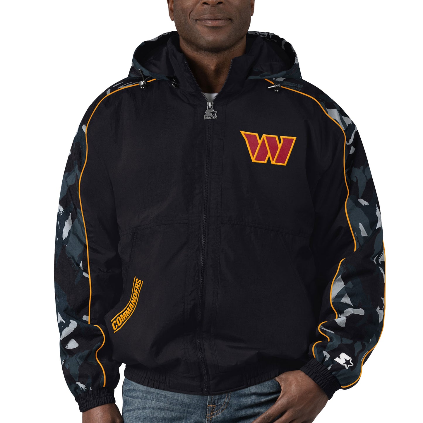 Men's Starter Black Washington Commanders Thursday Night Gridiron Full-Zip Hoodie