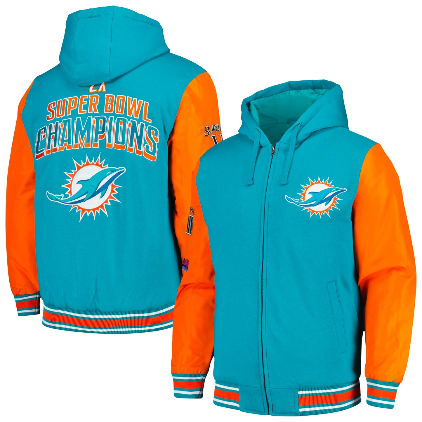 Men's G-III Sports by Carl Banks Aqua/Orange Miami Dolphins Player Option Full-Zip Hoodie