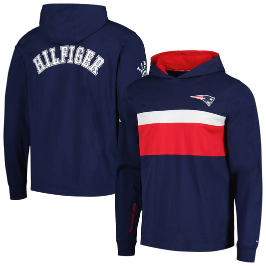 Men's Tommy Hilfiger  Navy New England Patriots Morgan Long Sleeve Hoodie T-Shirt